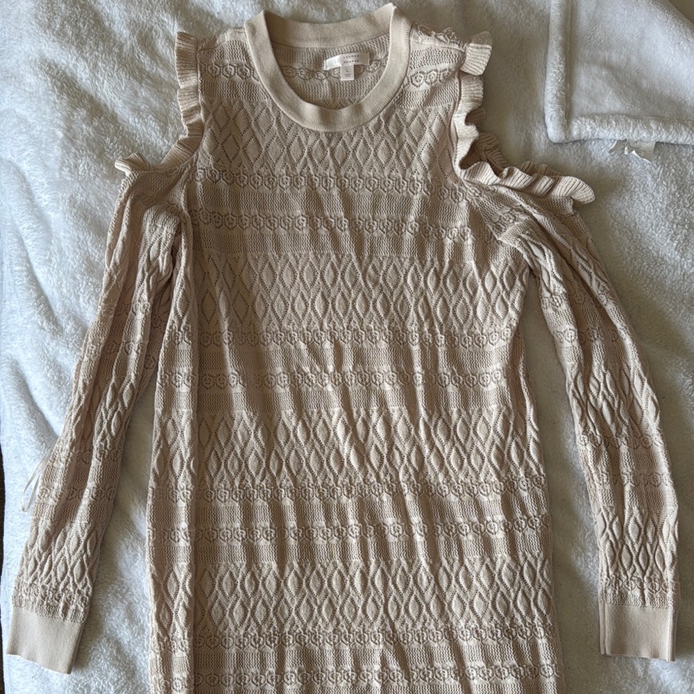 Elegant Cream Sweater with Ruffle Details